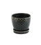 4.5" Black Laser Ceramic Pot with Saucer