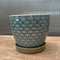 4.5" Blue Lattice Ceramic Pot with Saucer