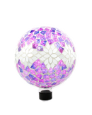 10″ Silver and Pink Floral Glass Globe