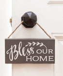 Bless Our Home Rope Hanging Sign