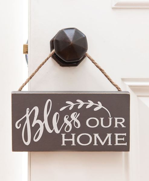 "Bless Our Home" Rope Hanging Sign