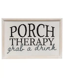 Porch Therapy White Framed Sign