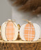 Cream & Orange Plaid Wooden Pumpkin Sitter