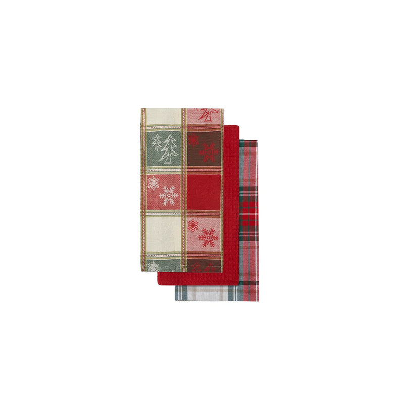"Christmas Check" Kitchen Towel Set Of 3
