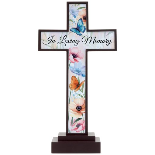 "In Loving Memory" LED Pedestal Cross