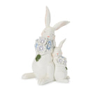 10.25" Double Rabbit w/Flowers Figurine