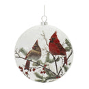 5" Cardinal Pair Glass Disc Ornament