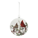 5" Cardinal Pair Glass Disc Ornament