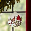 5" Cardinal Pair Glass Disc Ornament