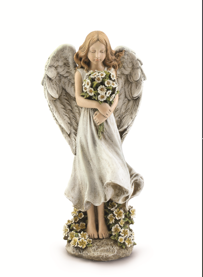 Angel Holding Flower Bouquet