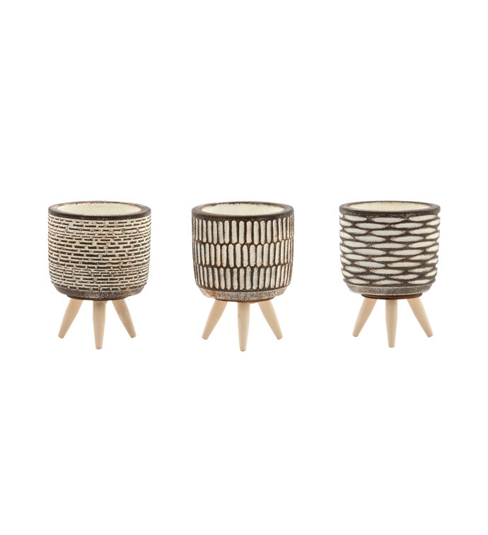Embossed Concrete Planter with Feet