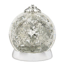 6.5" Rotating Snowflake Silver Snow Globe