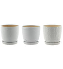 White Laser Pots with Saucer Assorted