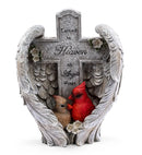 10.75" Cardinal Angel Wings Cross Figurine