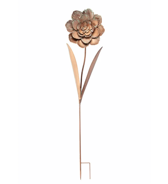Large Bronze Metal Flower Stake