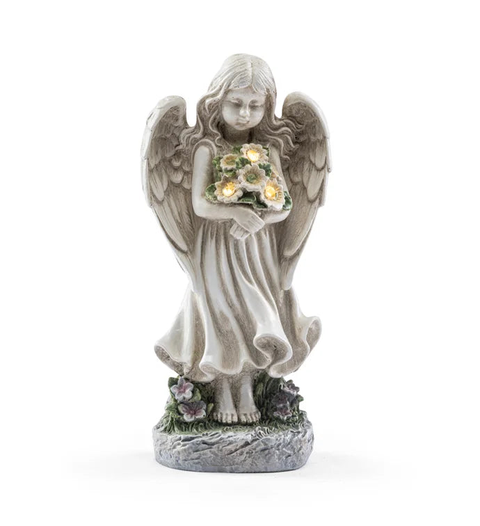 LED Angel Holding Flowers Figurine