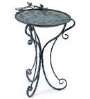Patina Scroll Metal Bird Bath