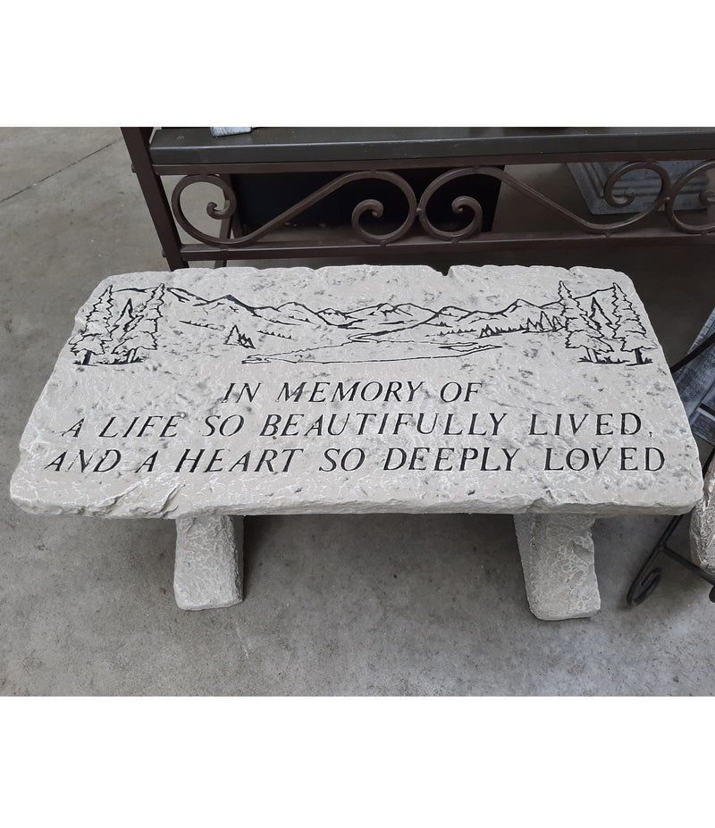 "In Memory" Mountain Stone Bench