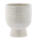 8" Beige Ribbed Pedestal Planter