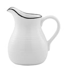 6.5" White Black Rim Ribbed Pitcher