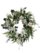 22” White Flower Mix Faux Wreath