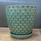 Aqua Green Lattice Pot with Saucer