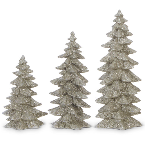 6-7.5-9.5" Silver Glittered Tree