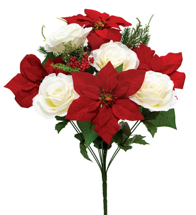 19.5" Poinsettia/Rose Mix Bush