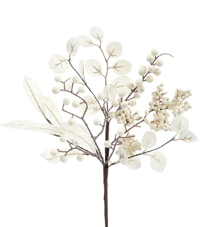 Cream Berry Leaf Pick