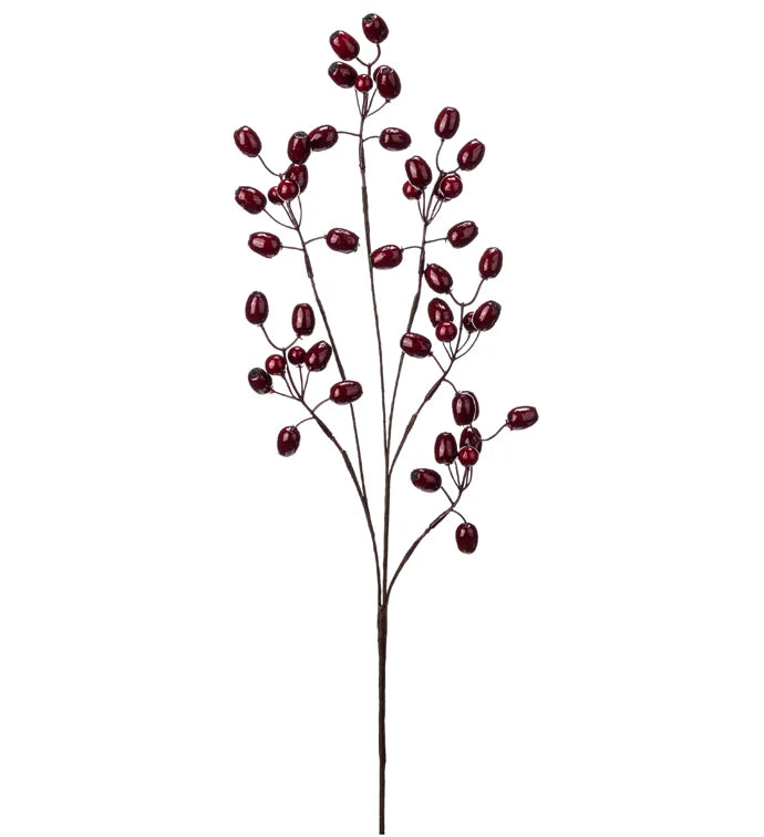 30" Dark Burgundy Oval Berry Spray