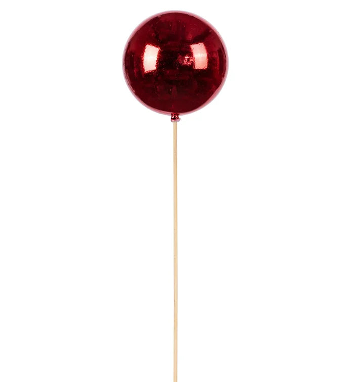 8cm Glossy Red Ball on Stick