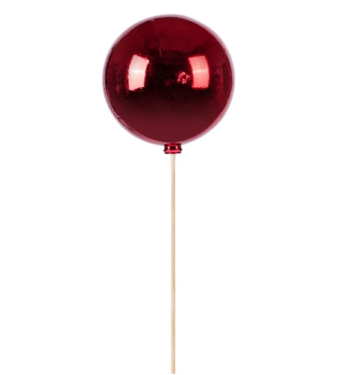 15cm Glossy Red Ball on Stick