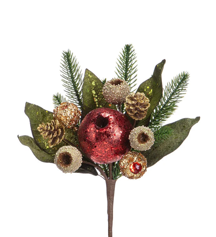 12" Mixed Foliage Pomegranate Pick
