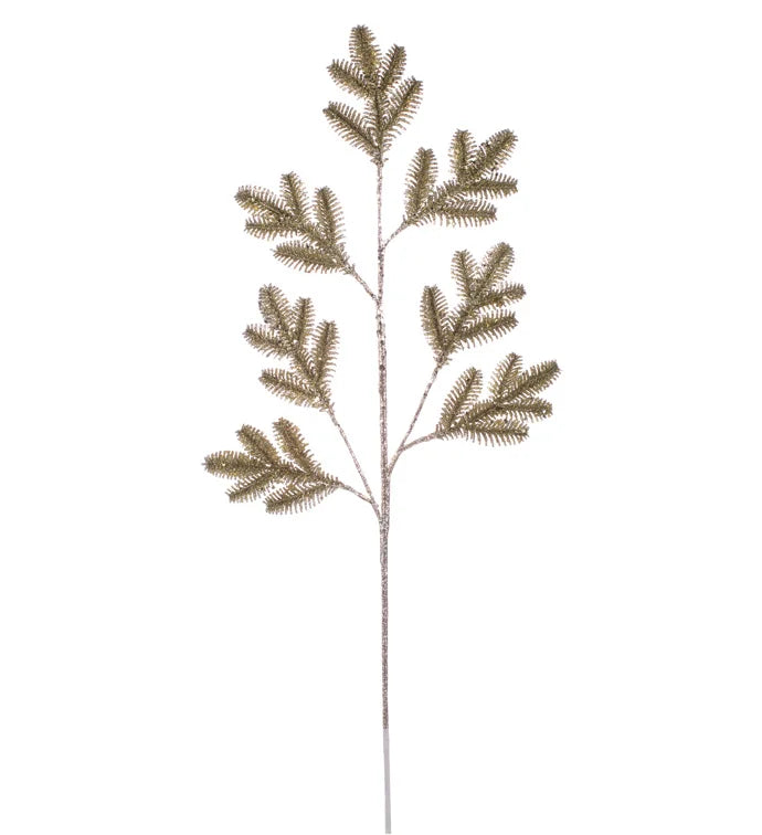 Pewter Glitter Pine Spray