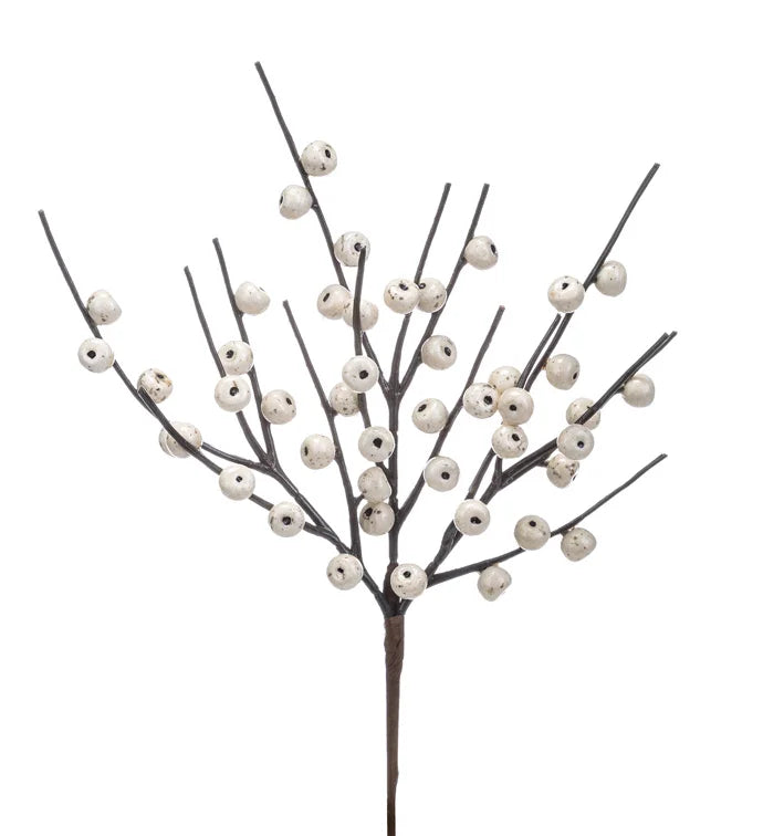 15" White Berry Twig Pick