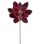 11.5" Burgundy and Gold Glitter Poinsettia