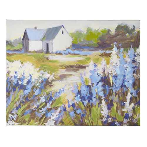 27.5" Lavender Field with Barn Canvas Wall Art