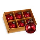 3" Red Crackle Ornaments Box of 6