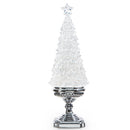 17" Lighted Tree with Silver Swirling Glitter