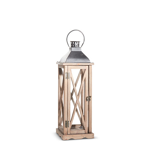 21.5" X-Frame Wood Lantern