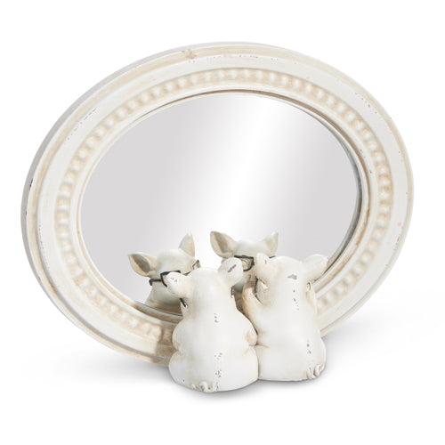 8.75" Pigs with Glasses Mirrored Decor