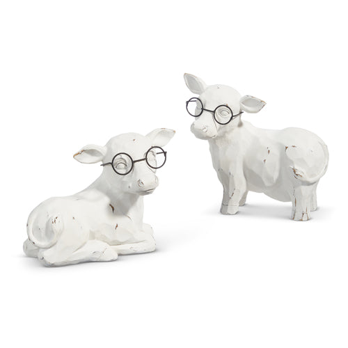 7" Cow with Glasses Figurine
