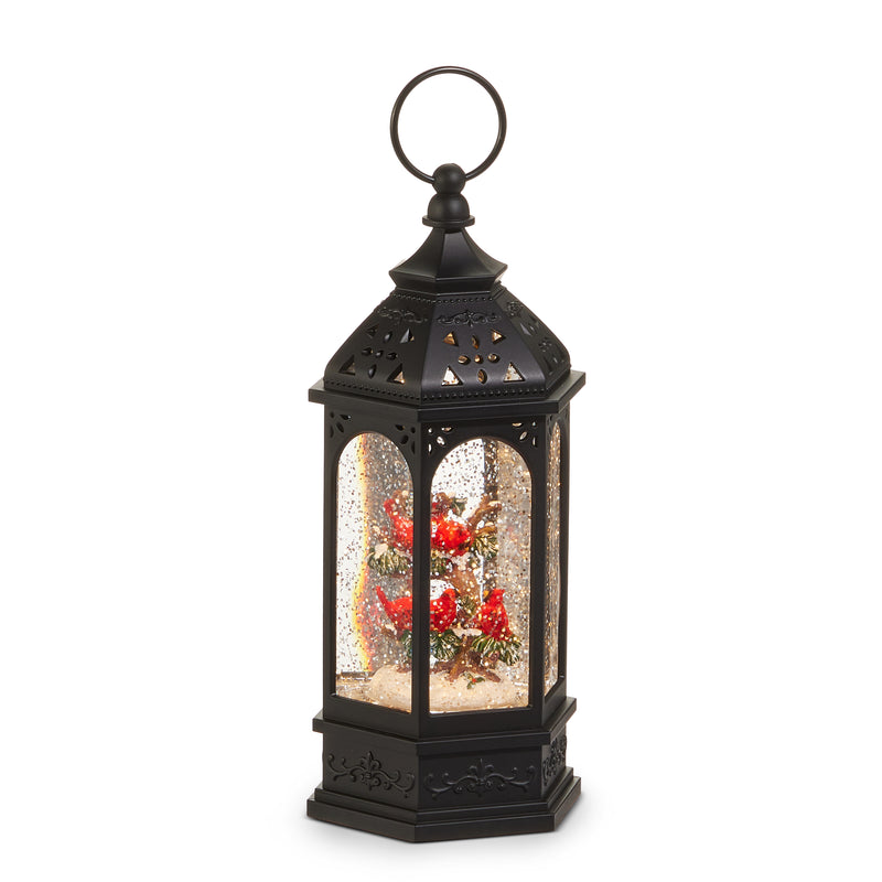 9" Cardinal Lighted Snow Globe Lantern