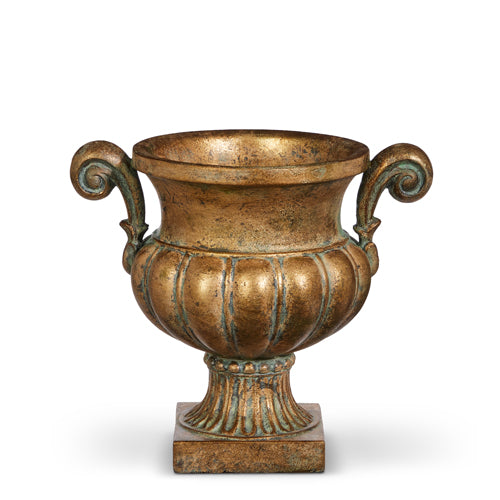 9.75" Distressed Gold Handled Urn