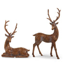 13.75-18.5" Wood Look Deer Figurines