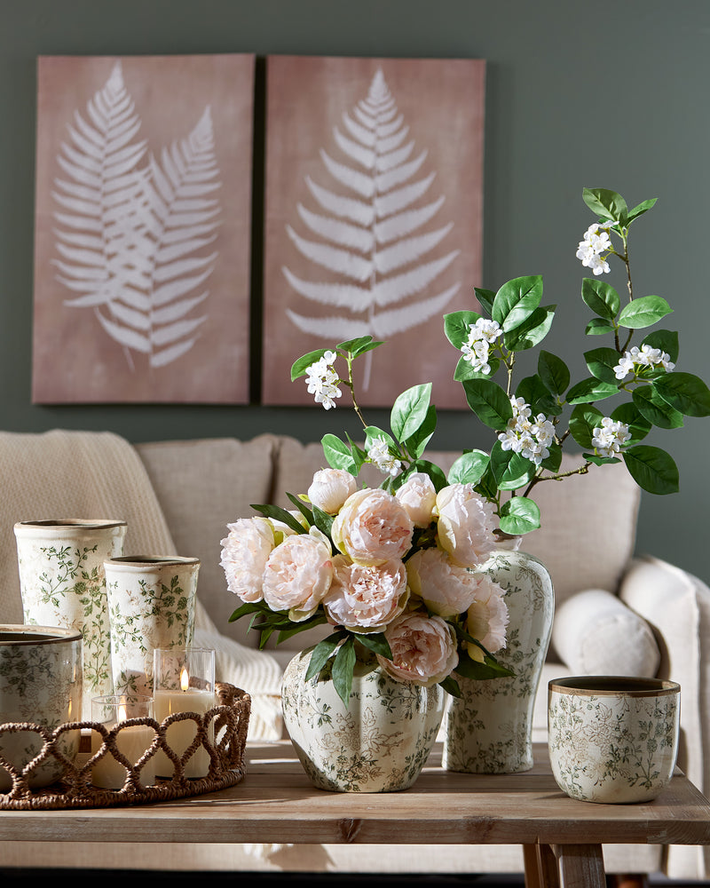 8.5 Taupe Floral Vase