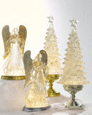 12.75" Lighted Angel with Gold Swirling Glitter Water Globe
