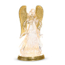 12.75" Lighted Angel with Gold Swirling Glitter Water Globe