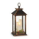 11.5" Bronze Lantern with Candles and Greenery