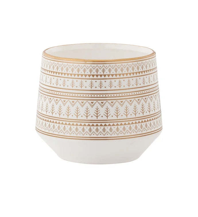 6.5" Gold/White Trees Planter
